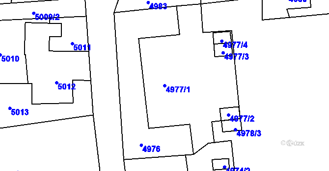 Parcela st. 4977/1 v KÚ Petřvald u Karviné, Katastrální mapa