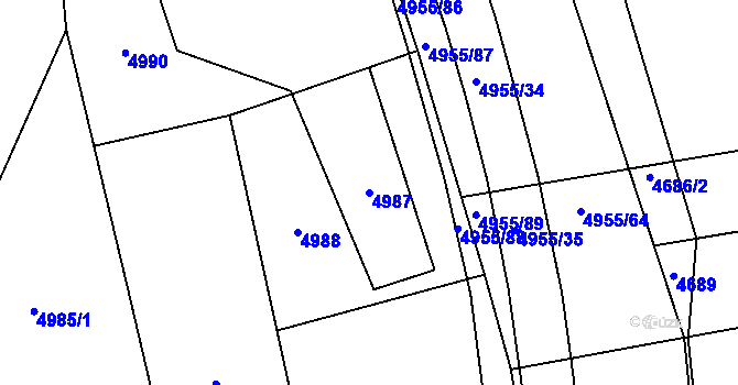 Parcela st. 4987 v KÚ Petřvald u Karviné, Katastrální mapa