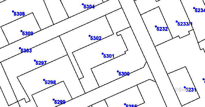 Parcela st. 5301 v KÚ Petřvald u Karviné, Katastrální mapa