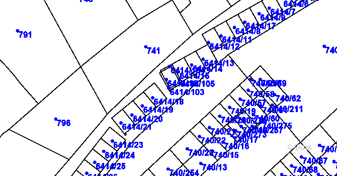 Parcela st. 6414/103 v KÚ Petřvald u Karviné, Katastrální mapa