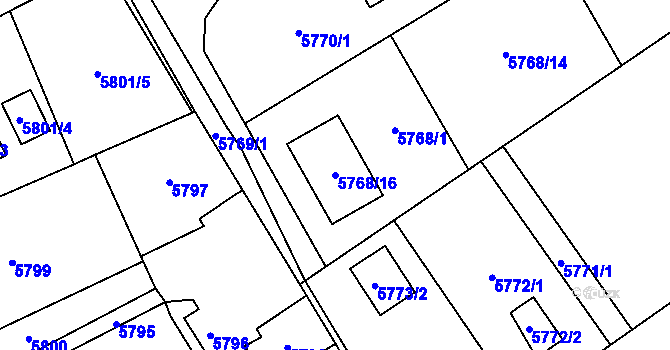 Parcela st. 5768/16 v KÚ Petřvald u Karviné, Katastrální mapa