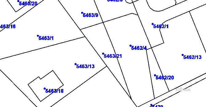 Parcela st. 5463/21 v KÚ Petřvald u Karviné, Katastrální mapa
