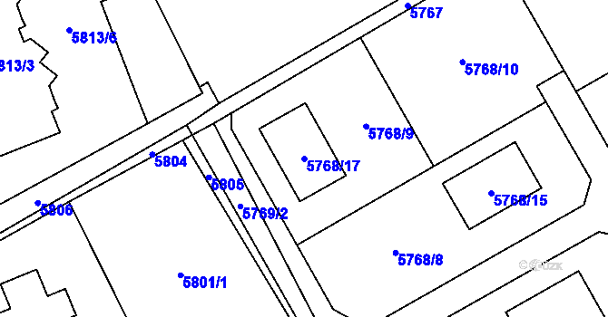 Parcela st. 5768/17 v KÚ Petřvald u Karviné, Katastrální mapa