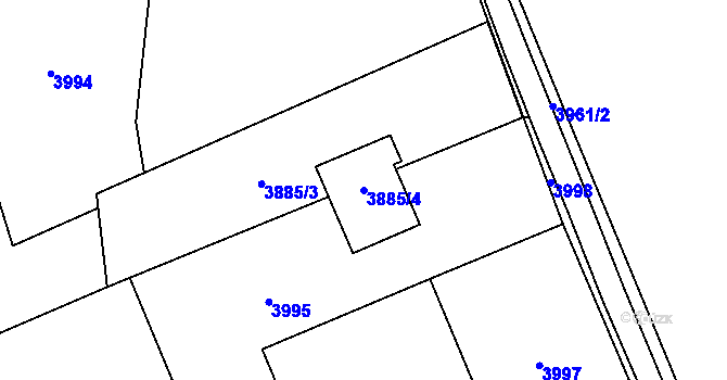 Parcela st. 3885/4 v KÚ Petřvald u Karviné, Katastrální mapa
