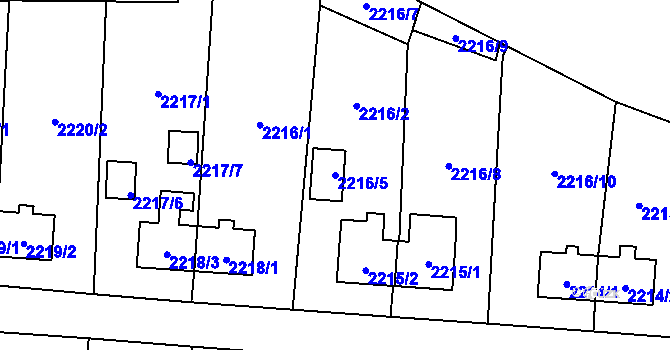 Parcela st. 2216/5 v KÚ Petřvald u Karviné, Katastrální mapa
