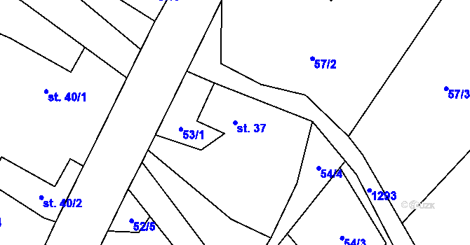 Parcela st. 37 v KÚ Petřvald u Nového Jičína, Katastrální mapa