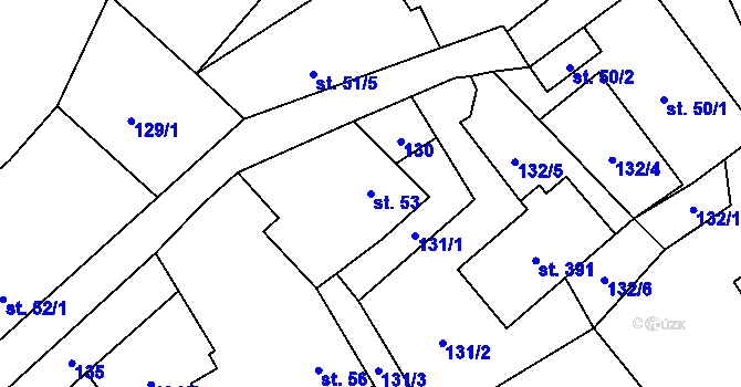 Parcela st. 53 v KÚ Petřvald u Nového Jičína, Katastrální mapa