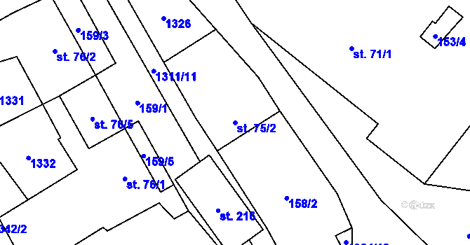 Parcela st. 75/2 v KÚ Petřvald u Nového Jičína, Katastrální mapa