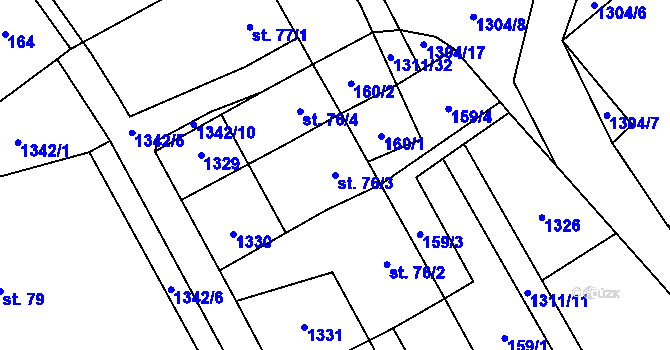 Parcela st. 76/3 v KÚ Petřvald u Nového Jičína, Katastrální mapa