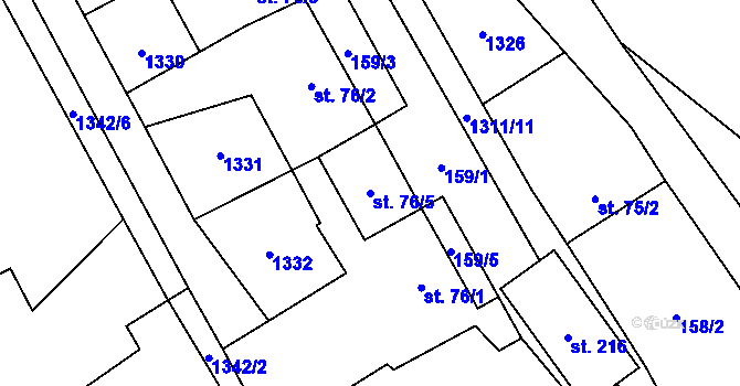 Parcela st. 76/5 v KÚ Petřvald u Nového Jičína, Katastrální mapa
