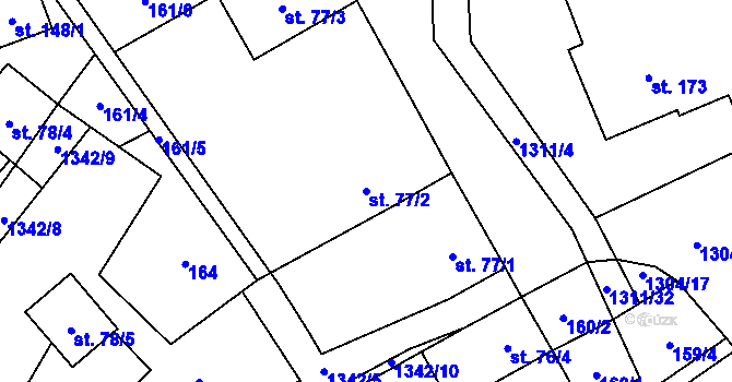 Parcela st. 77/2 v KÚ Petřvald u Nového Jičína, Katastrální mapa