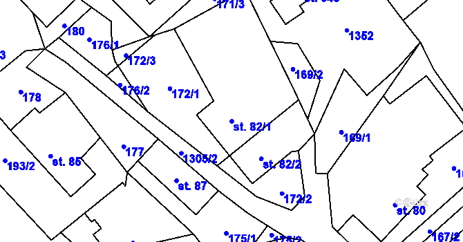 Parcela st. 82/1 v KÚ Petřvald u Nového Jičína, Katastrální mapa