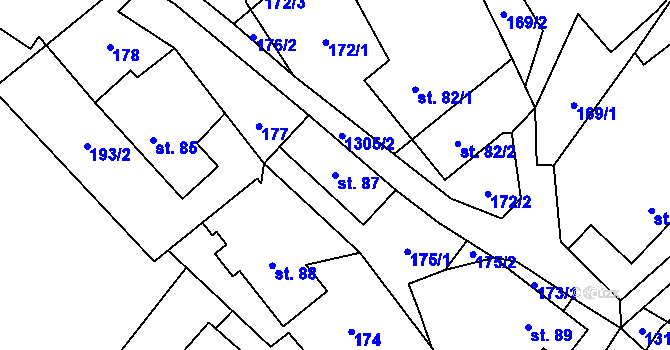 Parcela st. 87 v KÚ Petřvald u Nového Jičína, Katastrální mapa