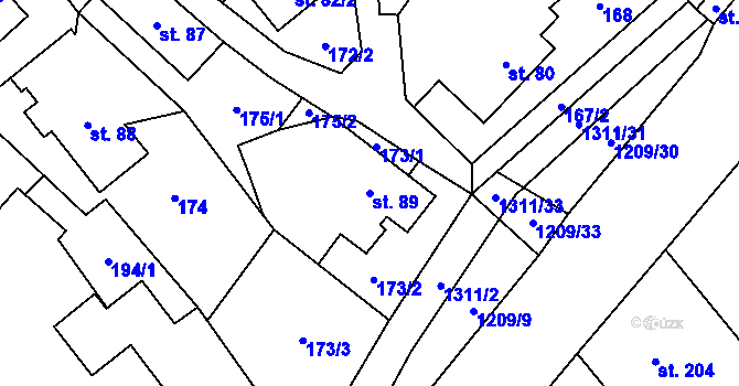Parcela st. 89 v KÚ Petřvald u Nového Jičína, Katastrální mapa