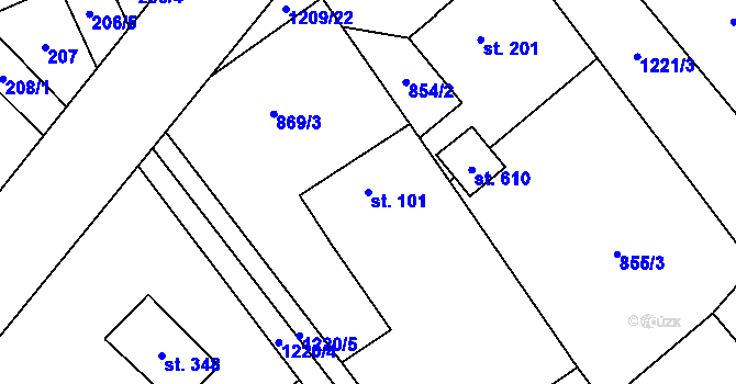 Parcela st. 101 v KÚ Petřvald u Nového Jičína, Katastrální mapa