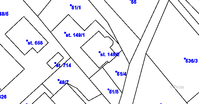 Parcela st. 149/2 v KÚ Petřvald u Nového Jičína, Katastrální mapa