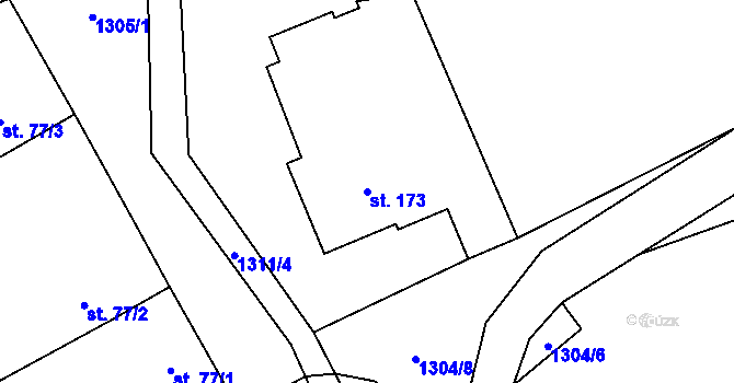 Parcela st. 173 v KÚ Petřvald u Nového Jičína, Katastrální mapa