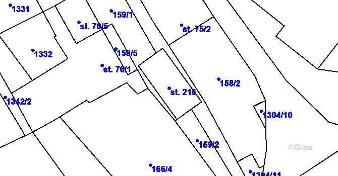 Parcela st. 216 v KÚ Petřvald u Nového Jičína, Katastrální mapa