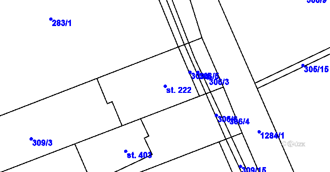 Parcela st. 222 v KÚ Petřvald u Nového Jičína, Katastrální mapa
