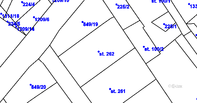 Parcela st. 262 v KÚ Petřvald u Nového Jičína, Katastrální mapa