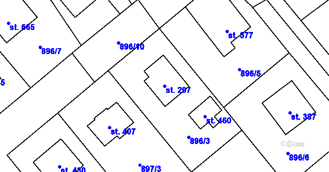 Parcela st. 297 v KÚ Petřvald u Nového Jičína, Katastrální mapa