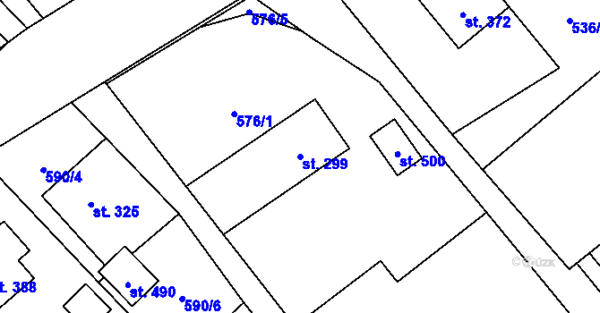 Parcela st. 299 v KÚ Petřvald u Nového Jičína, Katastrální mapa
