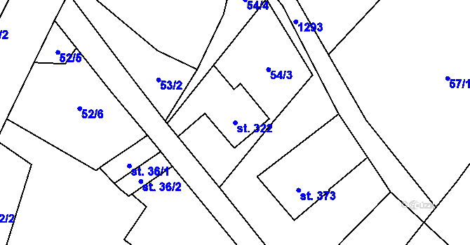 Parcela st. 322 v KÚ Petřvald u Nového Jičína, Katastrální mapa