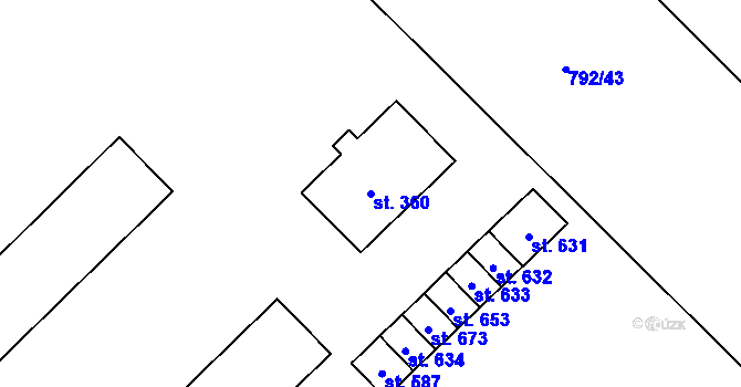 Parcela st. 360 v KÚ Petřvald u Nového Jičína, Katastrální mapa