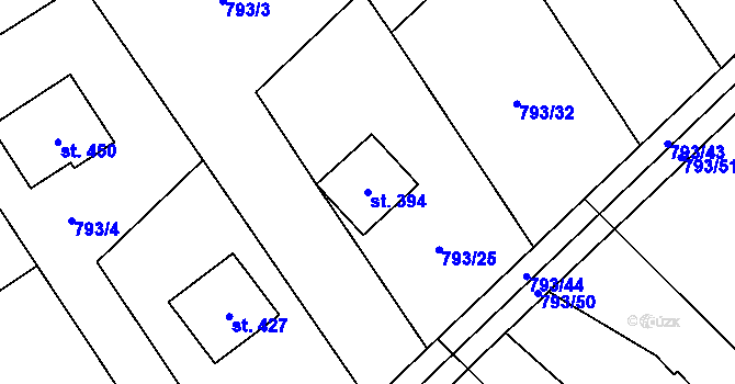 Parcela st. 394 v KÚ Petřvald u Nového Jičína, Katastrální mapa