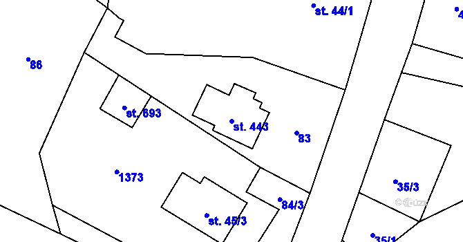 Parcela st. 443 v KÚ Petřvald u Nového Jičína, Katastrální mapa