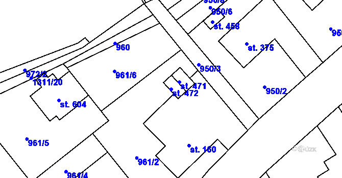 Parcela st. 472 v KÚ Petřvald u Nového Jičína, Katastrální mapa