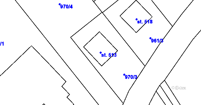 Parcela st. 513 v KÚ Petřvald u Nového Jičína, Katastrální mapa