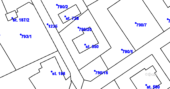 Parcela st. 550 v KÚ Petřvald u Nového Jičína, Katastrální mapa