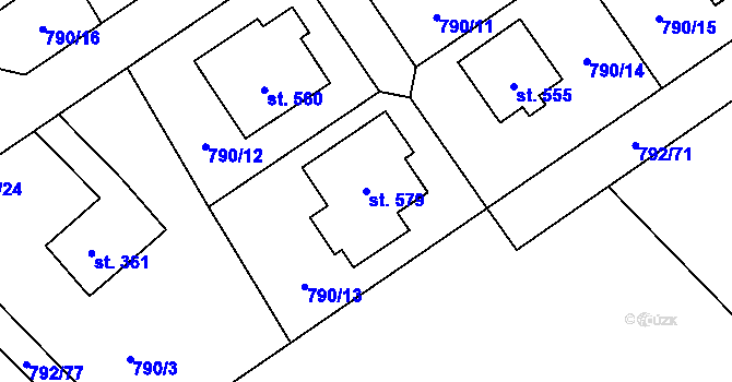 Parcela st. 579 v KÚ Petřvald u Nového Jičína, Katastrální mapa