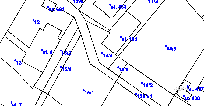Parcela st. 14/4 v KÚ Petřvald u Nového Jičína, Katastrální mapa