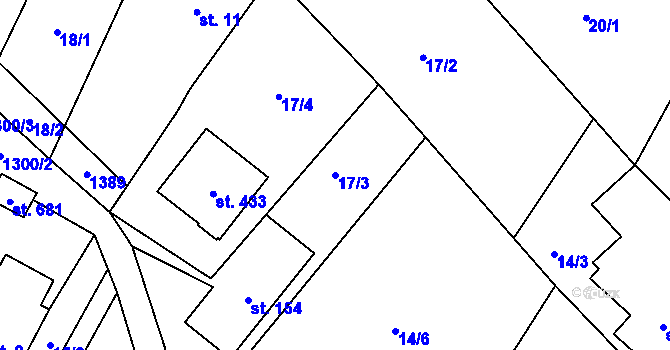 Parcela st. 17/3 v KÚ Petřvald u Nového Jičína, Katastrální mapa