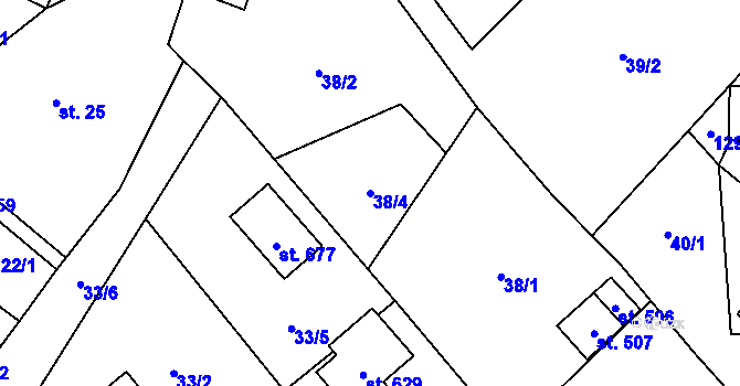 Parcela st. 38/4 v KÚ Petřvald u Nového Jičína, Katastrální mapa