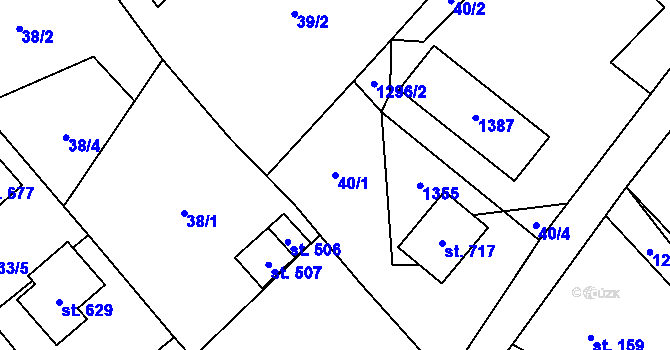 Parcela st. 40/1 v KÚ Petřvald u Nového Jičína, Katastrální mapa
