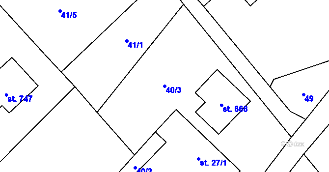 Parcela st. 40/3 v KÚ Petřvald u Nového Jičína, Katastrální mapa