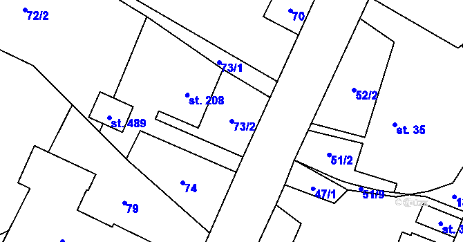 Parcela st. 73/2 v KÚ Petřvald u Nového Jičína, Katastrální mapa