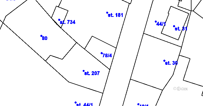 Parcela st. 78/4 v KÚ Petřvald u Nového Jičína, Katastrální mapa