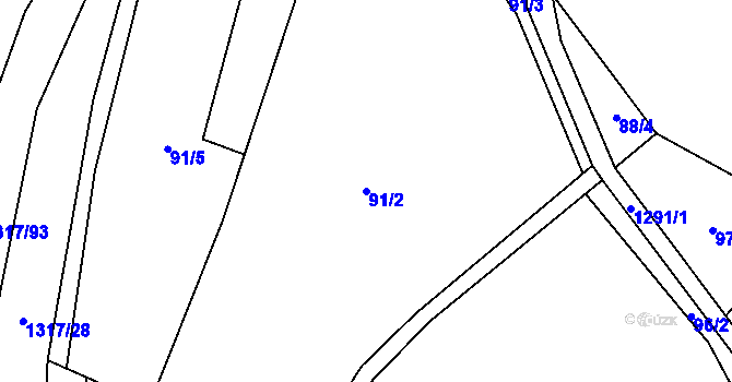 Parcela st. 91/2 v KÚ Petřvald u Nového Jičína, Katastrální mapa