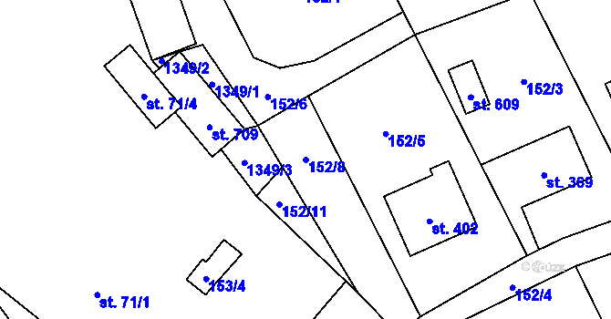 Parcela st. 152/8 v KÚ Petřvald u Nového Jičína, Katastrální mapa