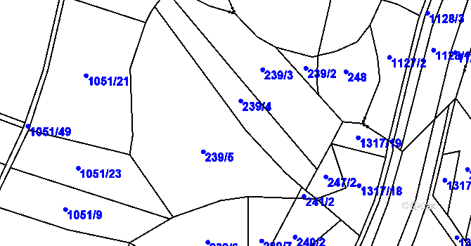 Parcela st. 239 v KÚ Petřvald u Nového Jičína, Katastrální mapa