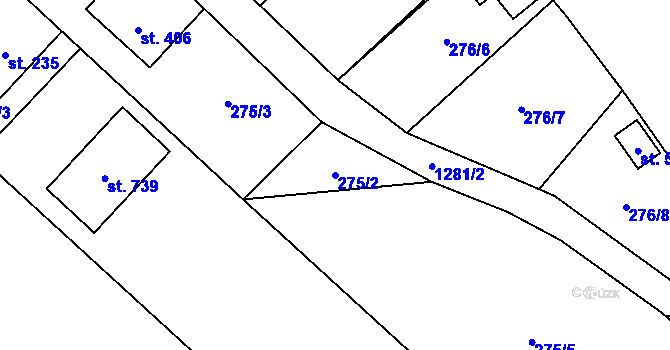 Parcela st. 275/2 v KÚ Petřvald u Nového Jičína, Katastrální mapa