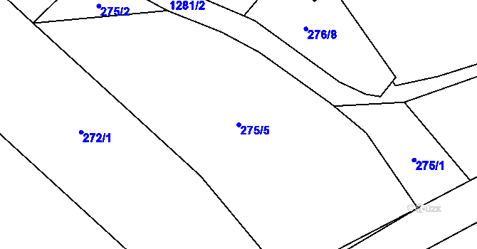 Parcela st. 275/5 v KÚ Petřvald u Nového Jičína, Katastrální mapa