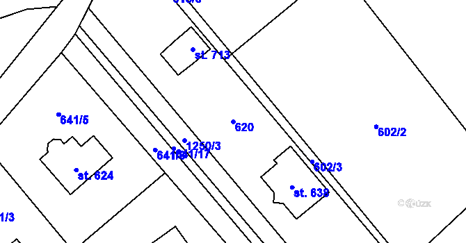 Parcela st. 620 v KÚ Petřvald u Nového Jičína, Katastrální mapa