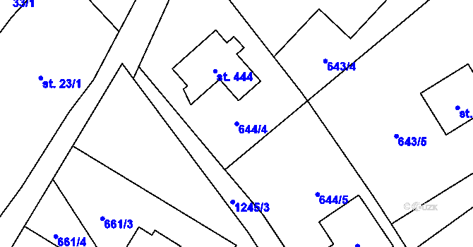 Parcela st. 644/4 v KÚ Petřvald u Nového Jičína, Katastrální mapa