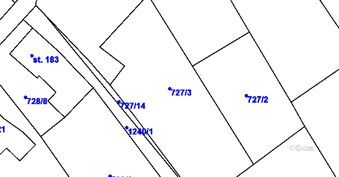 Parcela st. 727/3 v KÚ Petřvald u Nového Jičína, Katastrální mapa