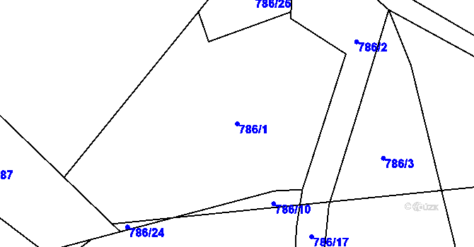 Parcela st. 786/1 v KÚ Petřvald u Nového Jičína, Katastrální mapa